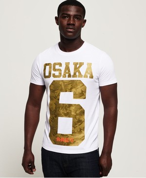 Superdry Icon Osaka Camo Férfi Pólók Fehér/Arany | SNTWB0596